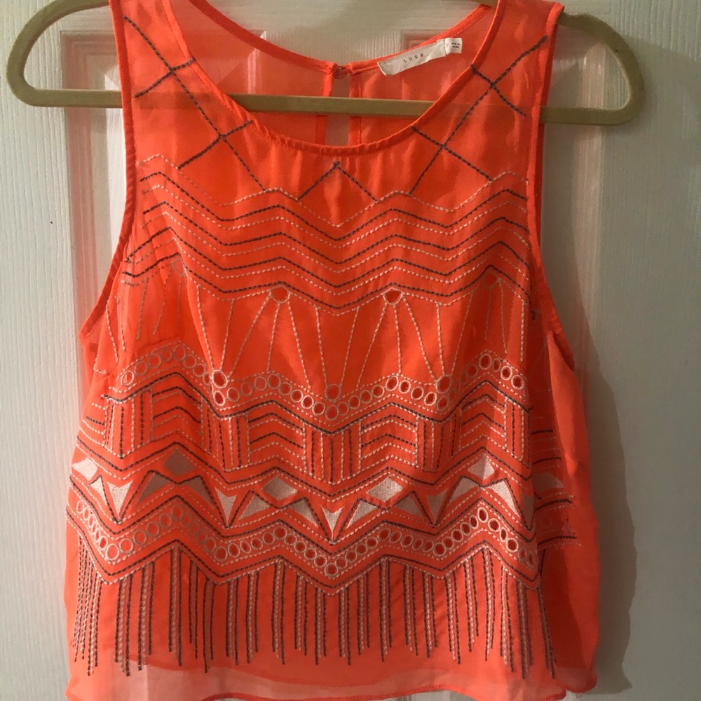 LUSH Neon Peach Tank Top